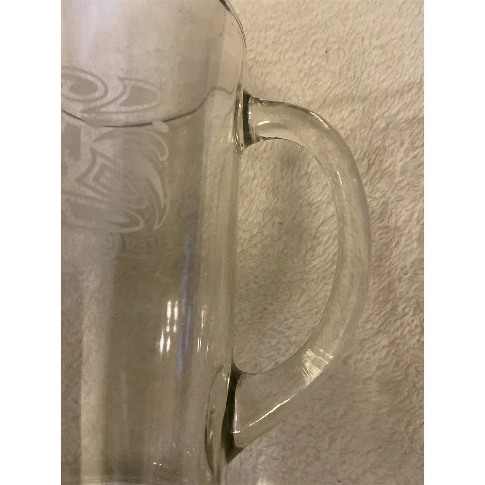 Pepsi Cola White Logo Glass Pitcher Clear Etched Vintage Pizza But